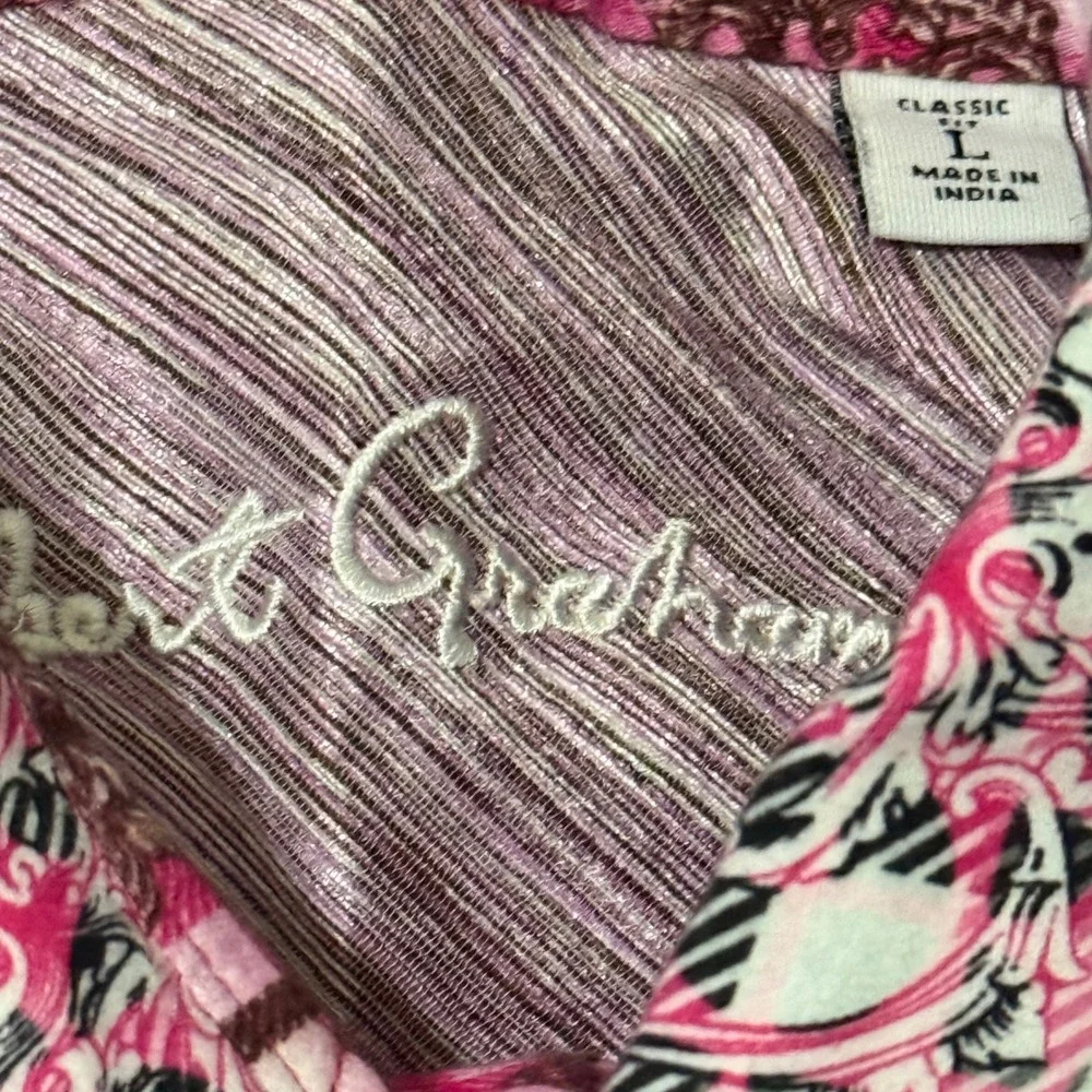Robert Graham Vine Pink Plaid Floral Flip Cuff Long Sleeve Classic Fit Men Shirt